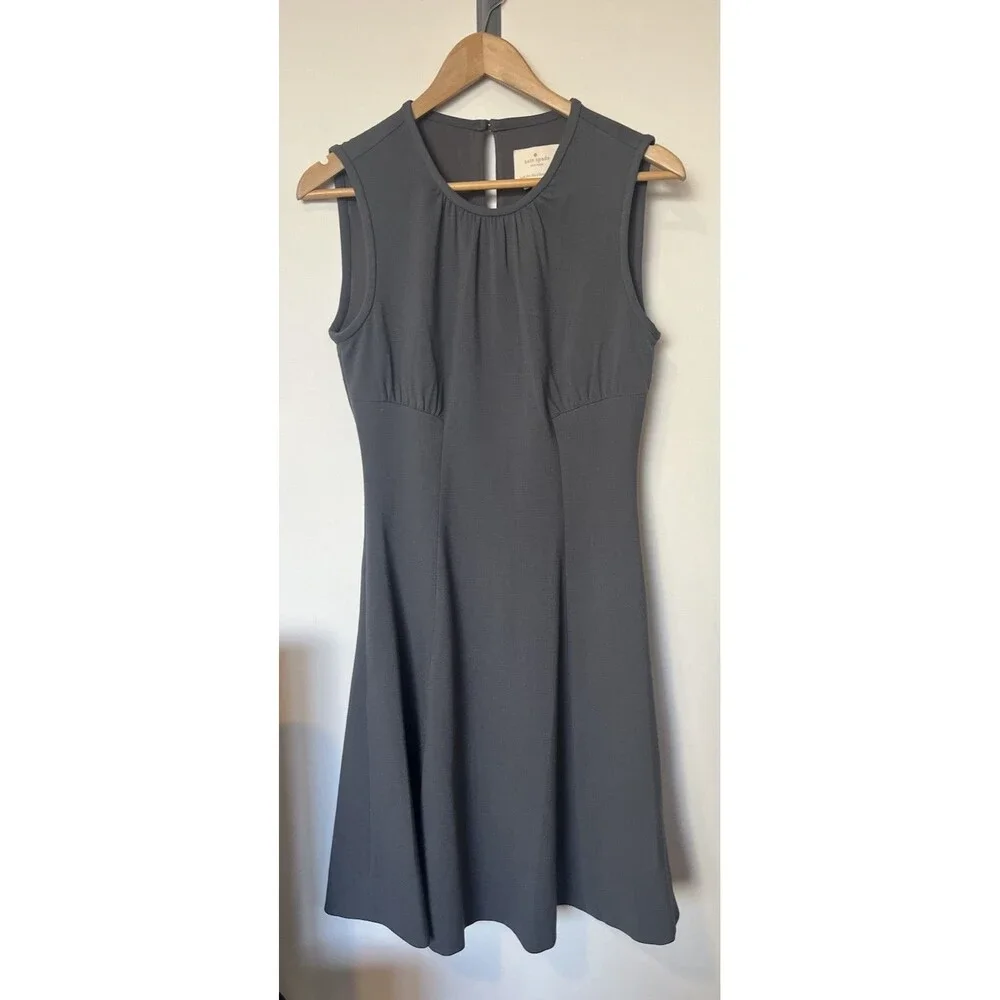 Kate Spade Gray Seamed Fit And Flare Sleeveless Dress Size 6